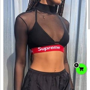 Frankie Collective Mock Neck Mesh Supreme Crop Top